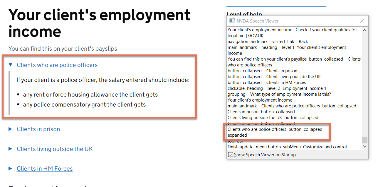 Expanded details on the Your Client's Employment Income page