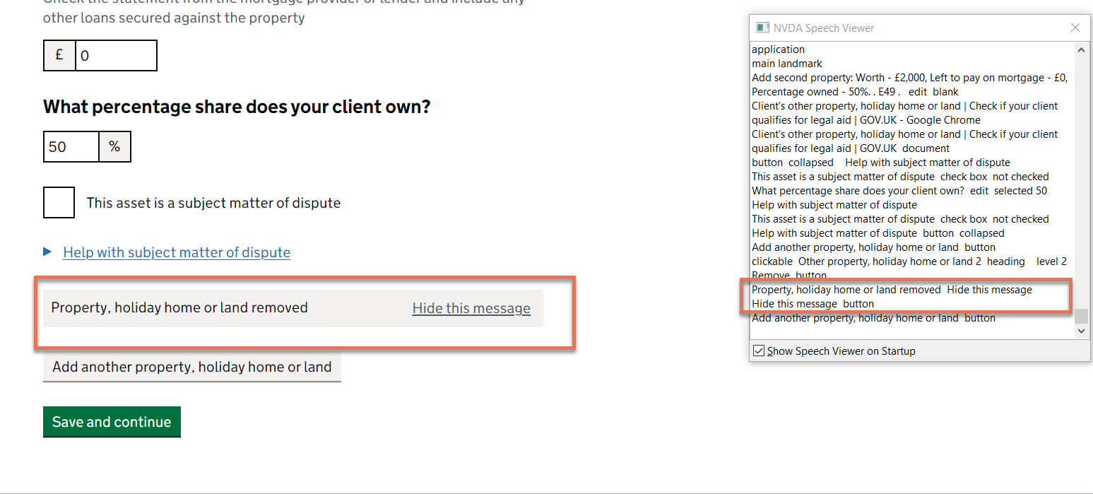 Add property button on the Clients Other Property page